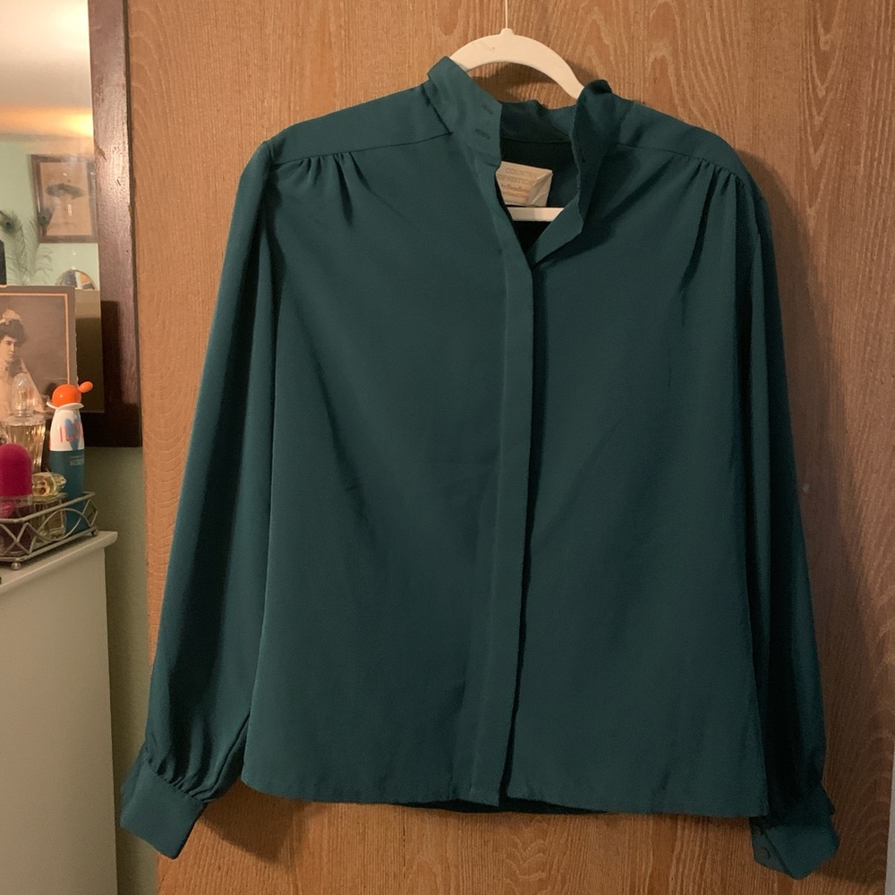 Vintage Pendleton emerald green button up blouse